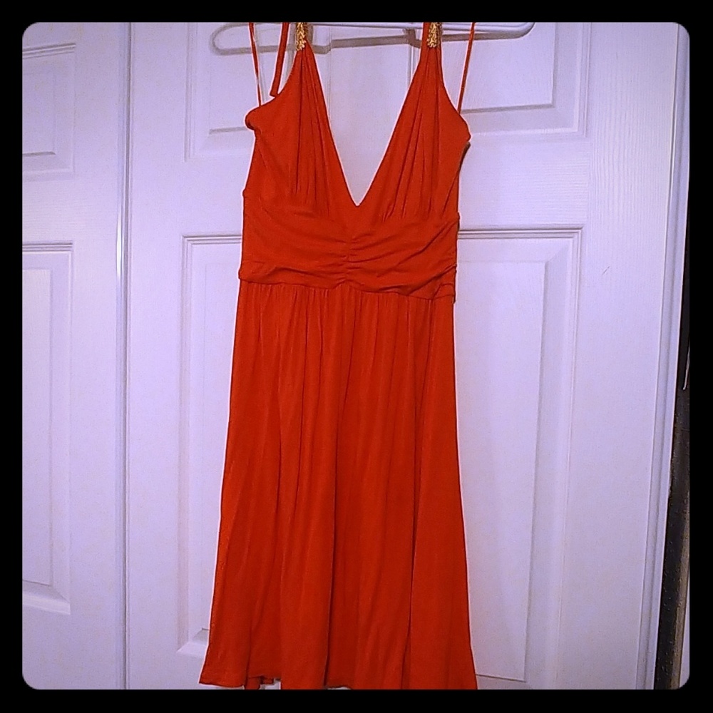Orange halter summer dress